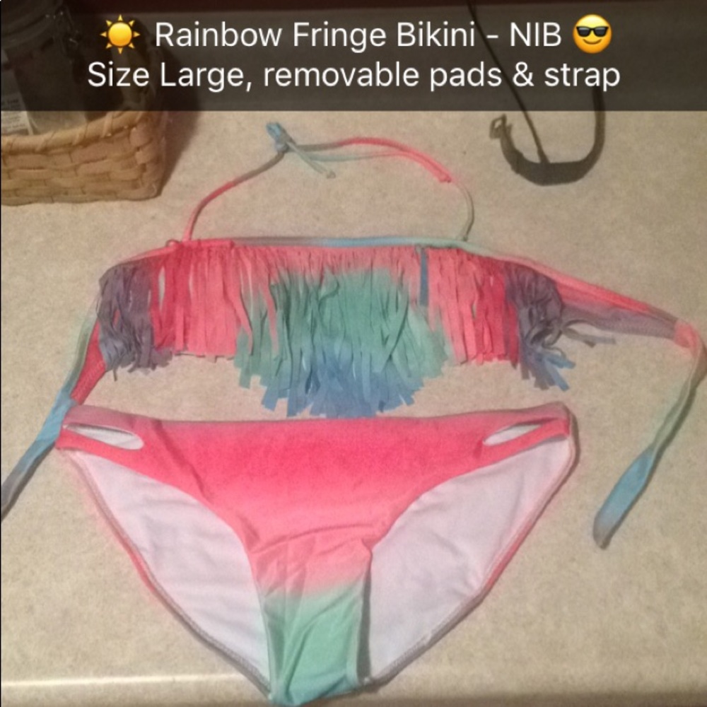 Rainbow Fringe Bikini - NIB